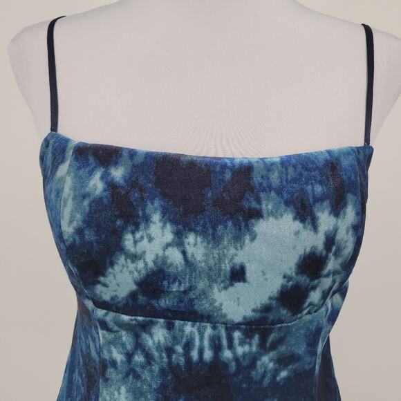 Urban Outfitters Y2K Dawn Tie-Dye Velvet Mini Slip Dress Babydoll 90s Size M‎ - Picture 3 of 10